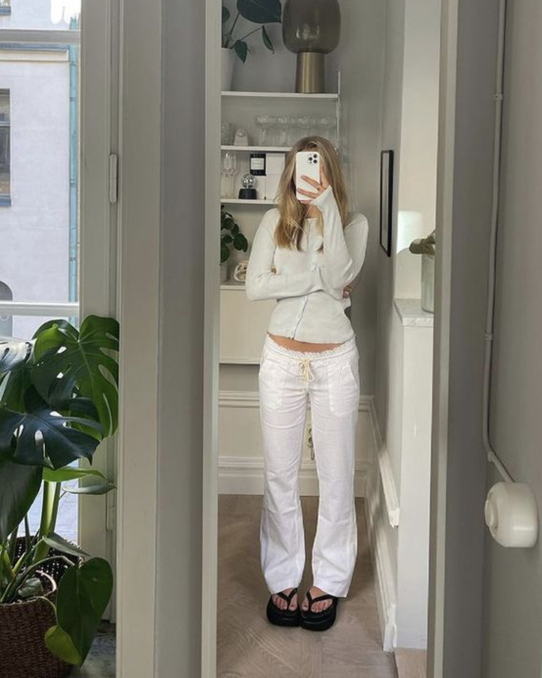 Lågmidjade Linnebyxor