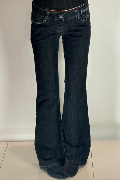 Lågmidjade jeans Mörk