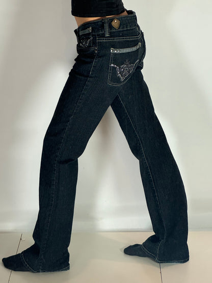 Lågmidjade jeans Mörk